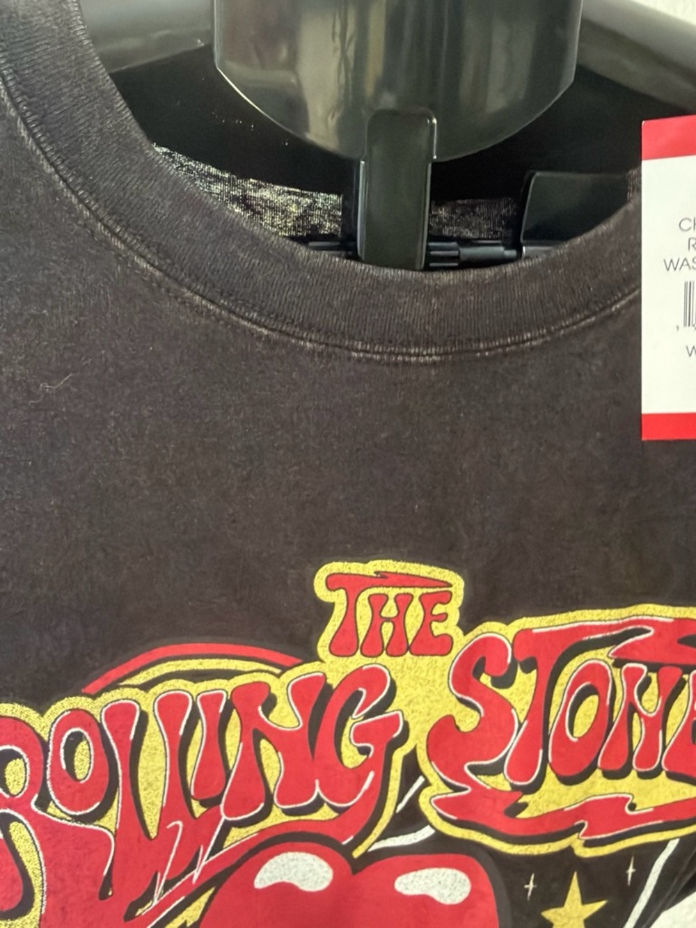 the Rolling Stones Black Tee with Red & Yellow Graphic